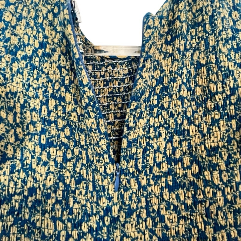 Lost + Wander Blossom Bloom Teal Gold Ditzy Floral Smocked Bodice Dress SZ XS - Picture 14 of 16